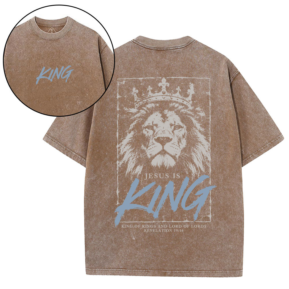 Jesus Is King Christian Washed T-Shirt