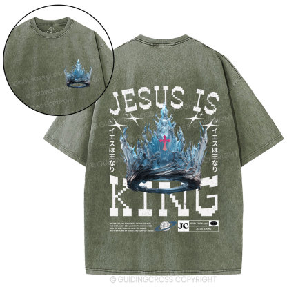 Jesus Is King Christian Washed T-Shirt