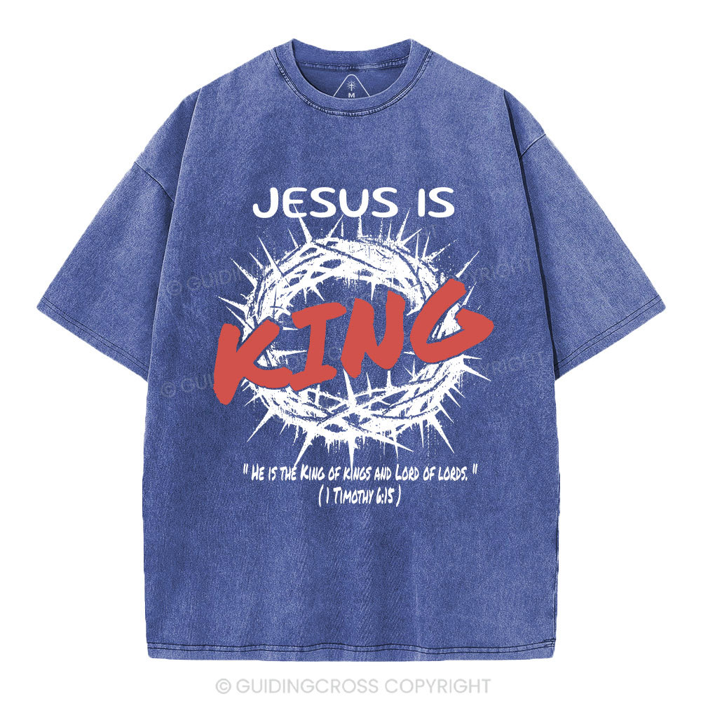 Jesus Is King Christian Washed T-Shirt