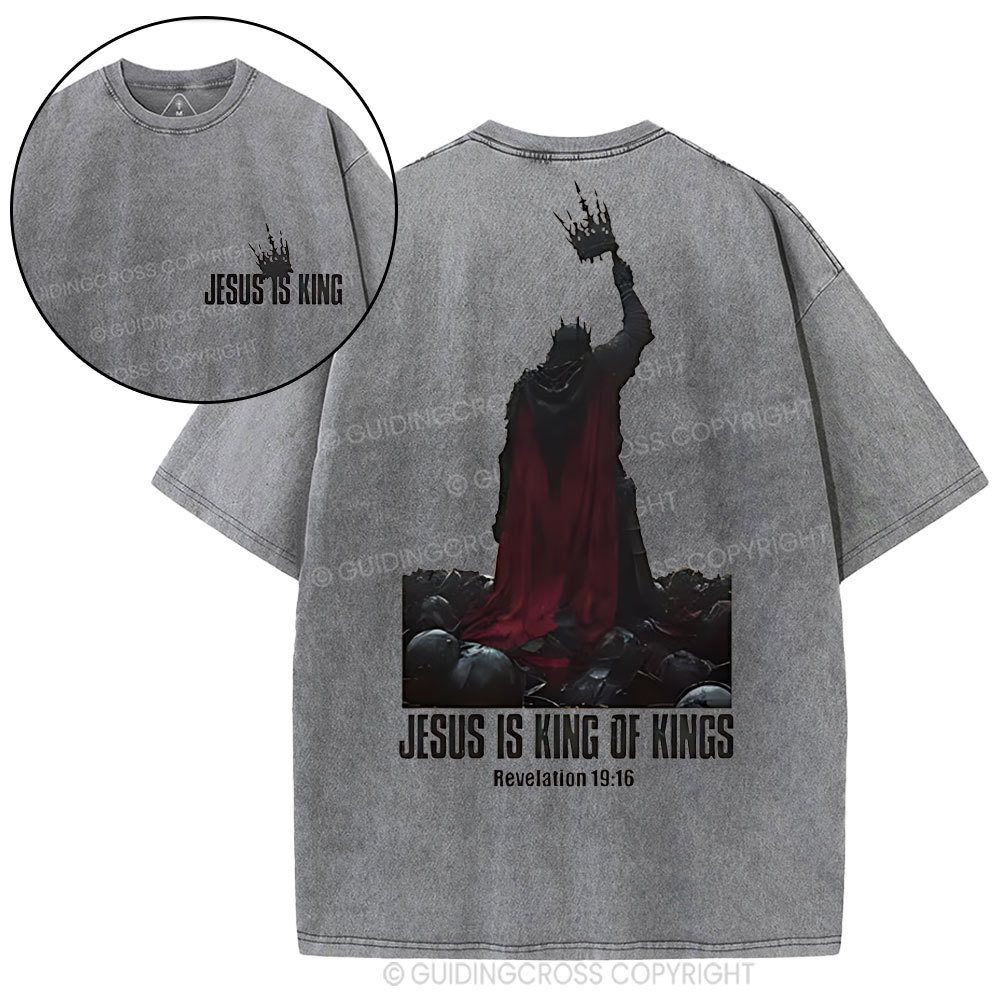 Jesus Is King Christian Washed T-Shirt