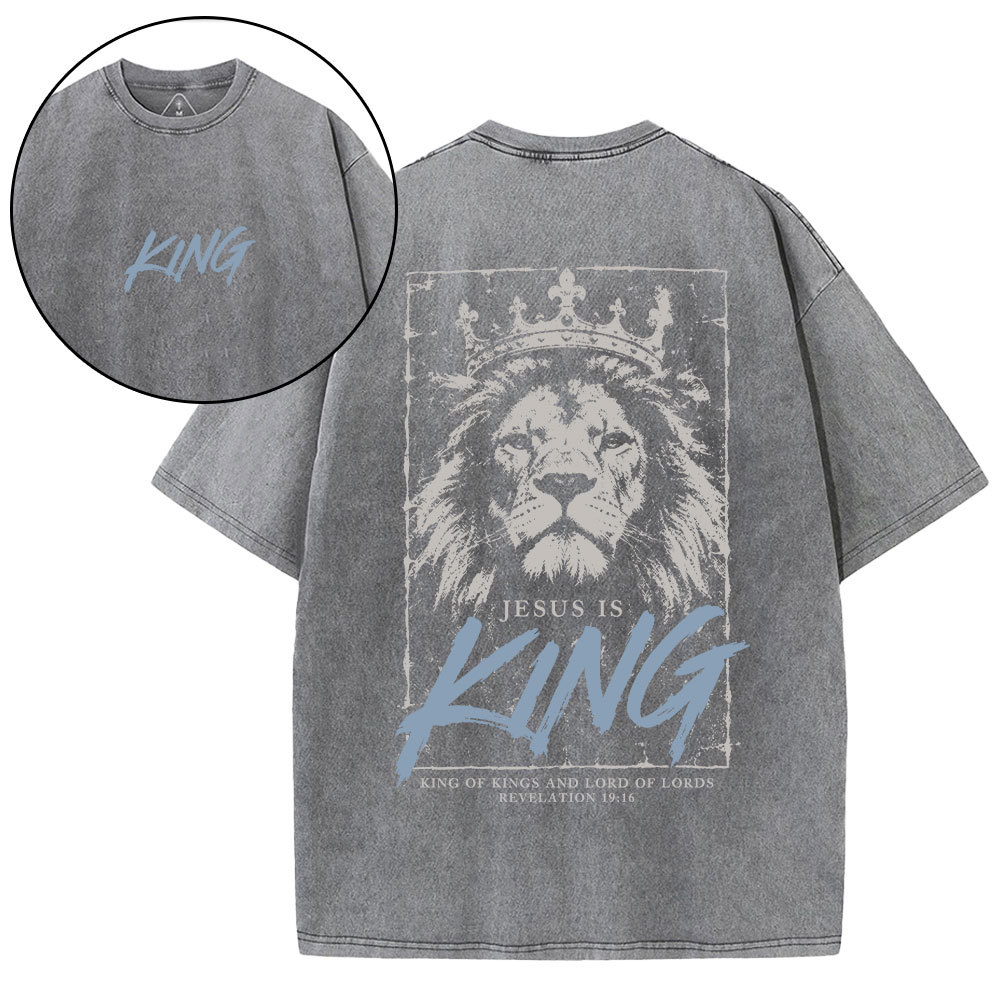 Jesus Is King Christian Washed T-Shirt