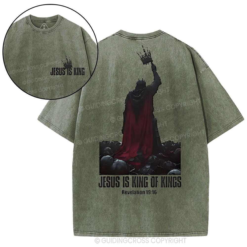 Jesus Is King Christian Washed T-Shirt