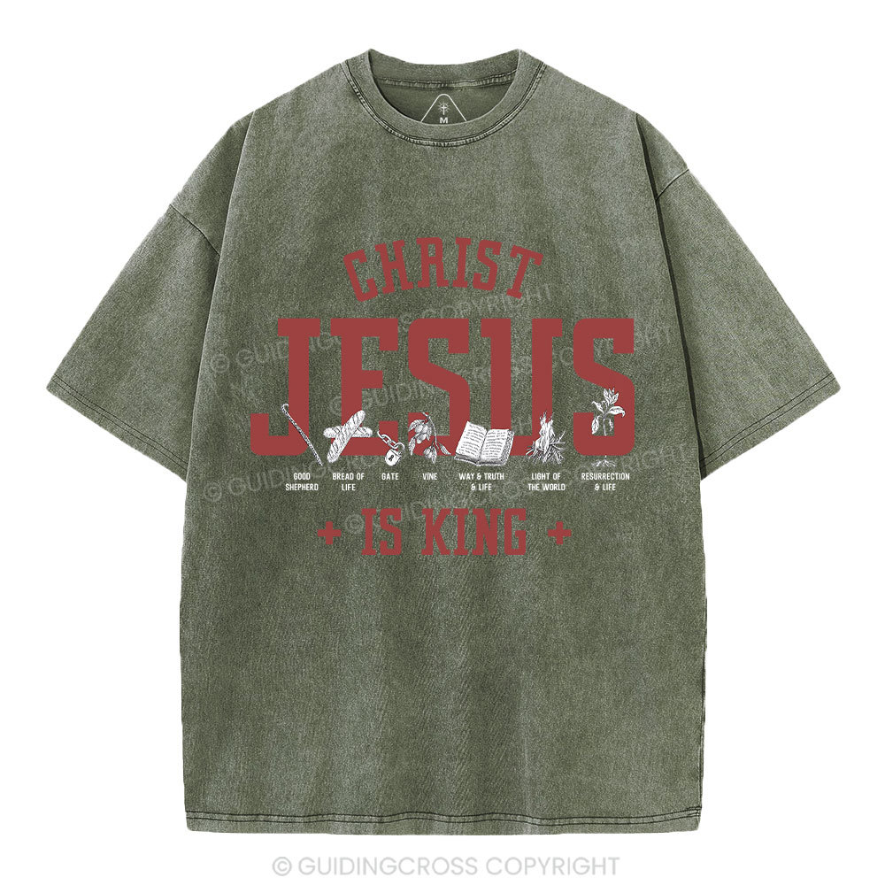 Jesus Is King Christian Washed T-Shirt