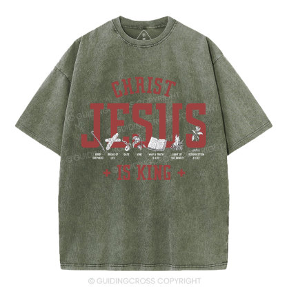 Jesus Is King Christian Washed T-Shirt