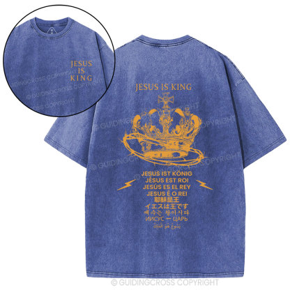 Jesus Is  King Christian Washed T-Shirt