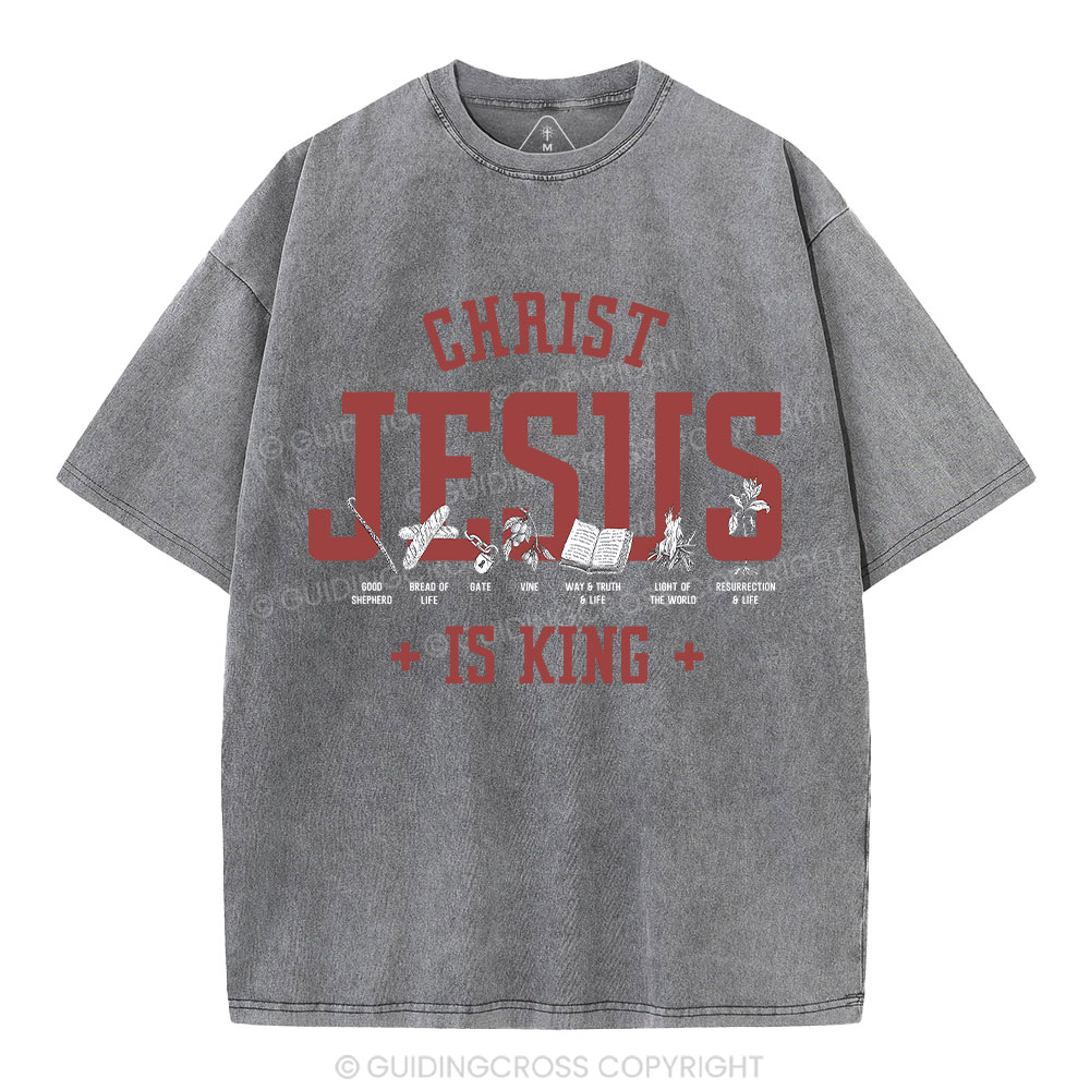 Jesus Is King Christian Washed T-Shirt