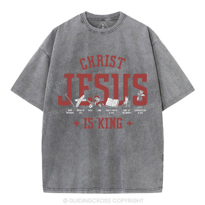 Jesus Is King Christian Washed T-Shirt