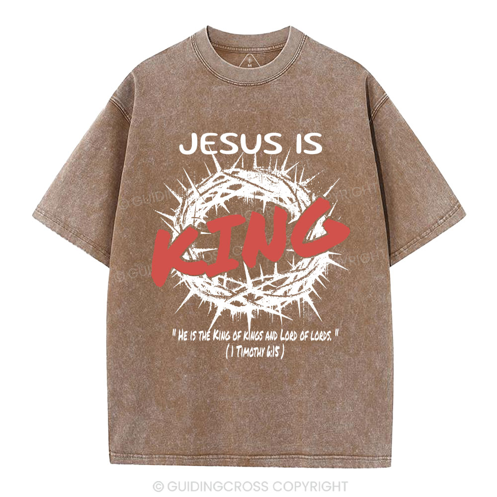 Jesus Is King Christian Washed T-Shirt