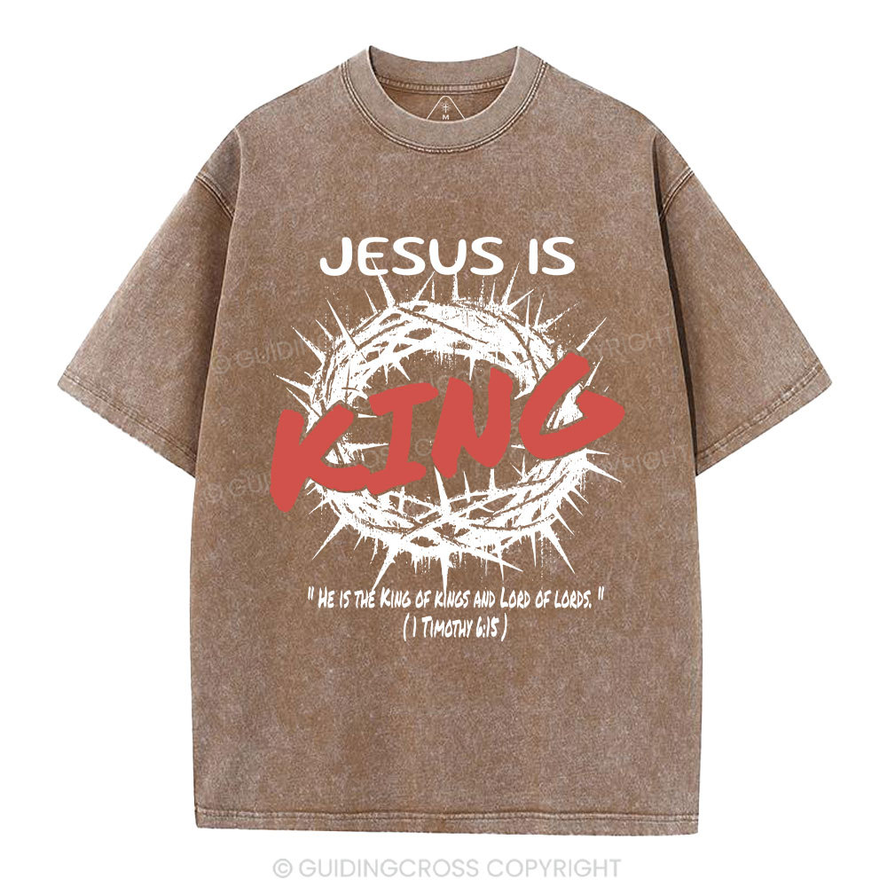 Jesus Is King Christian Washed T-Shirt