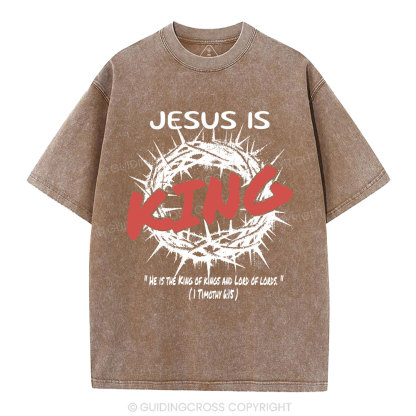Jesus Is King Christian Washed T-Shirt