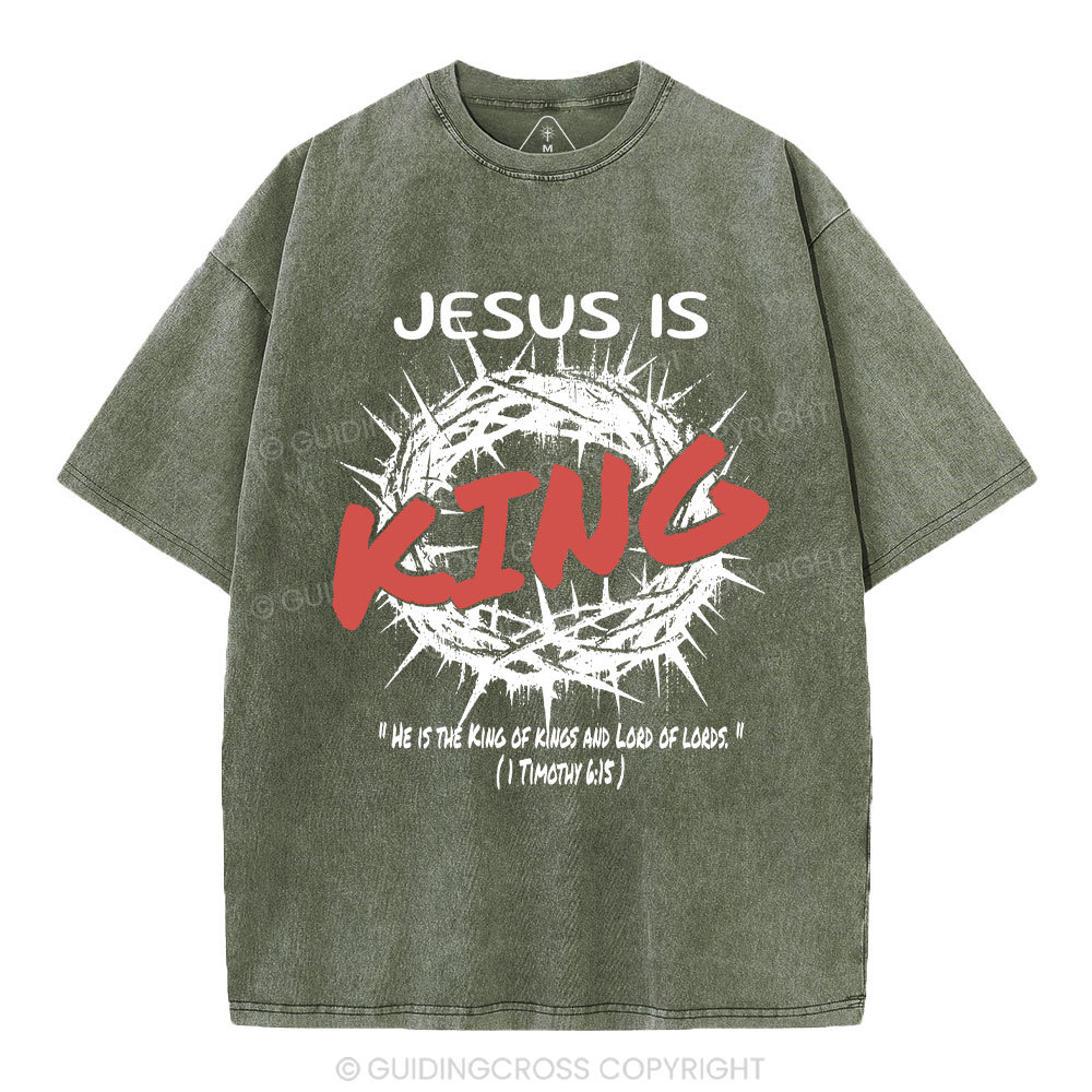 Jesus Is King Christian Washed T-Shirt