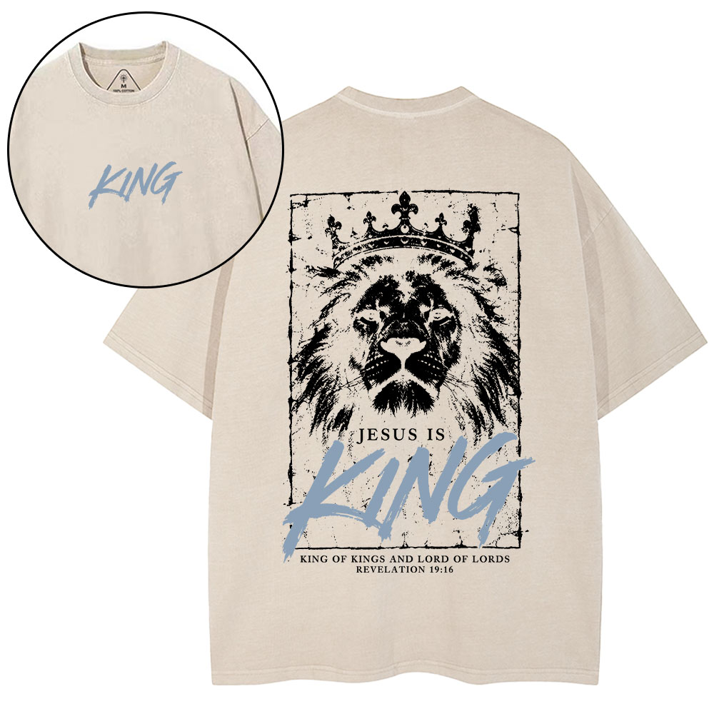 Jesus Is King Christian Washed T-Shirt