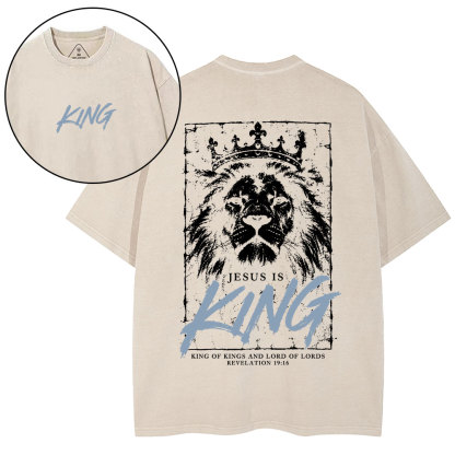 Jesus Is King Christian Washed T-Shirt