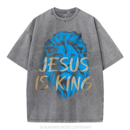 Jesus Is King Christian Washed T-Shirt