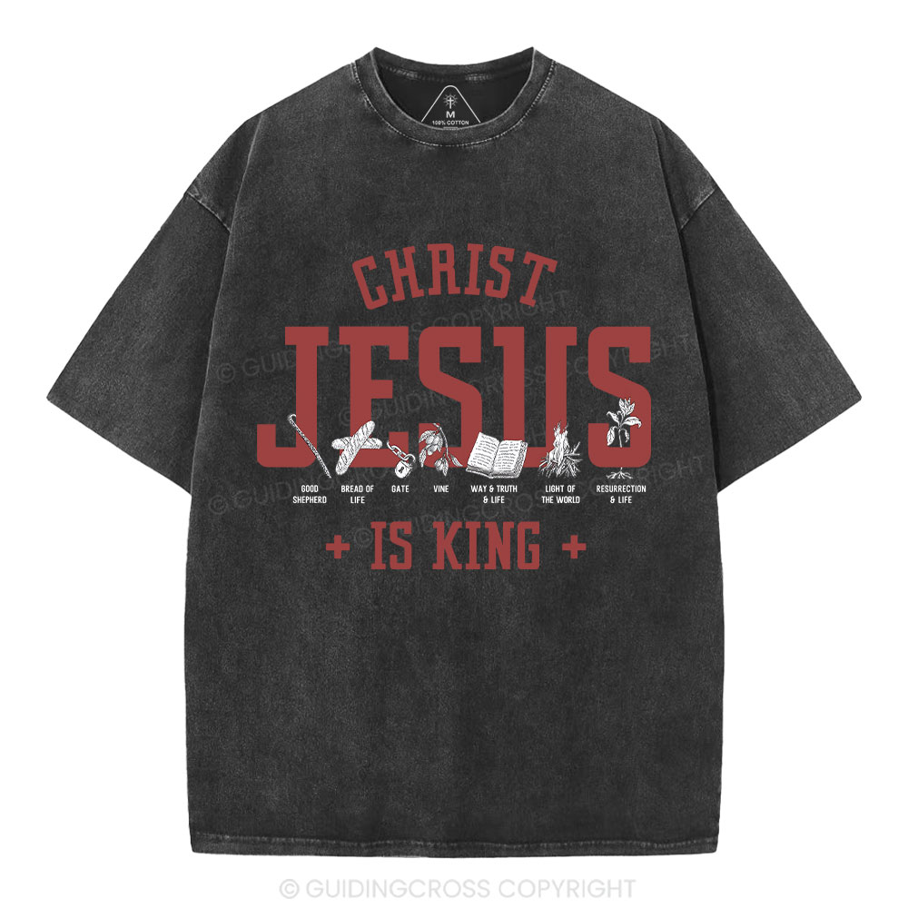 Jesus Is King Christian Washed T-Shirt Sale - GuidingCross