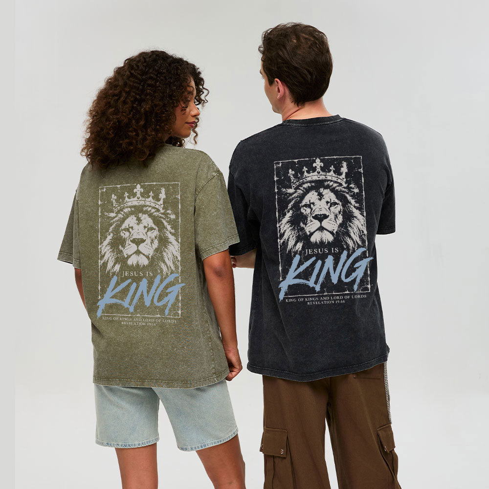 Jesus Is King Christian Washed T-Shirt