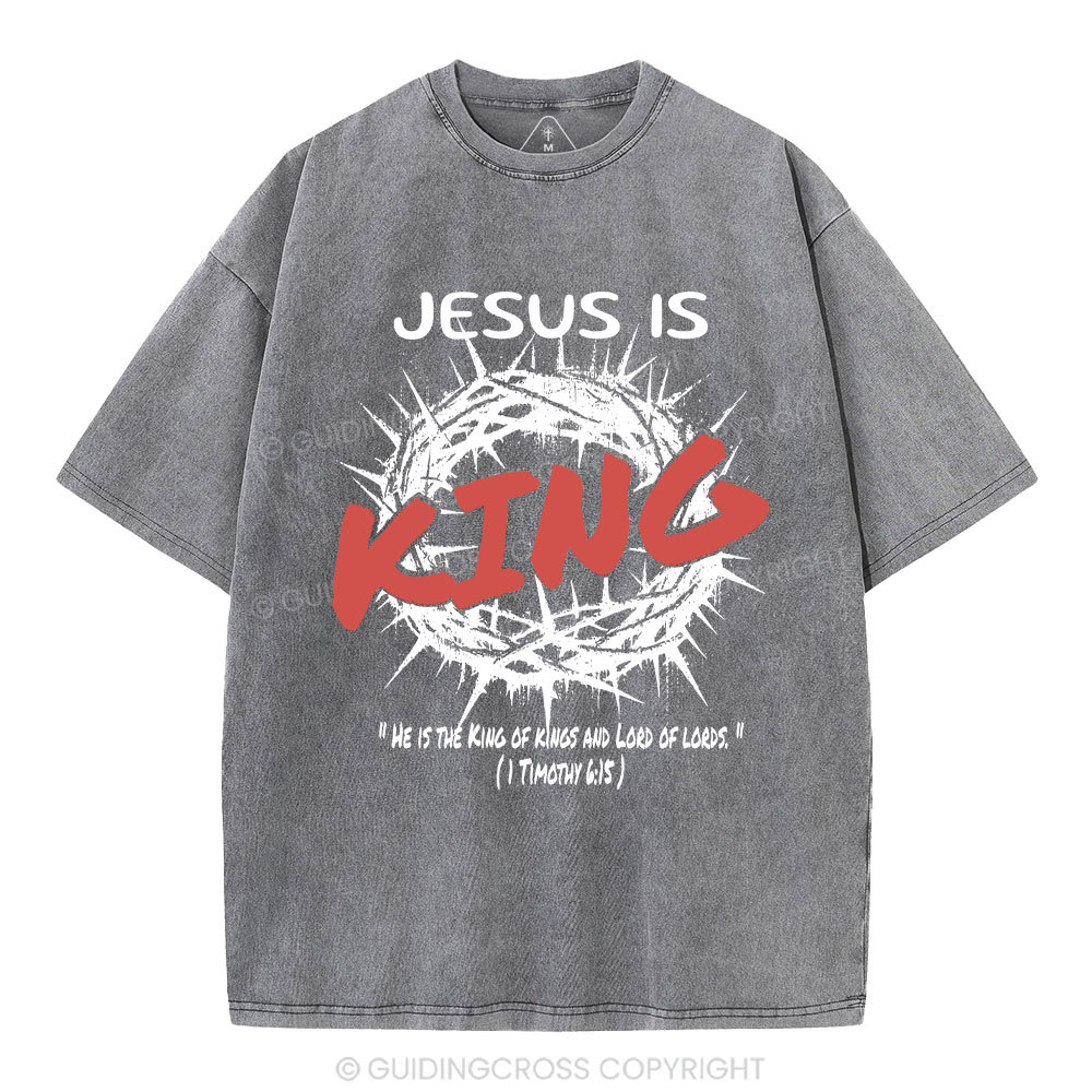 Jesus Is King Christian Washed T-Shirt