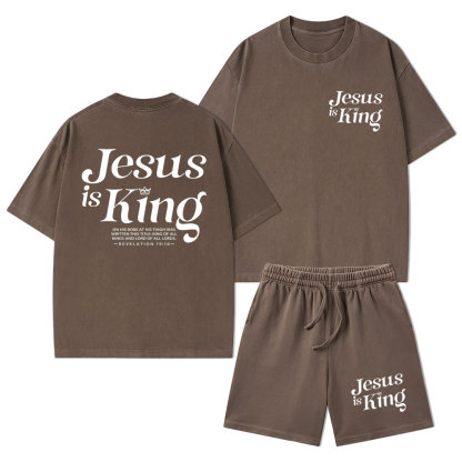 Jesus Is King Christian Washed T-Shirt & Shorts