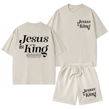 Jesus Is King Christian Washed T-Shirt & Shorts