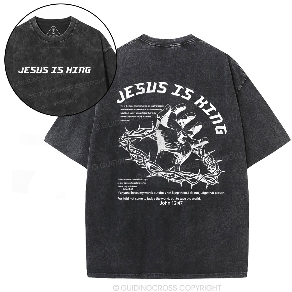 Jesus Is King Christian Washed T-Shirt