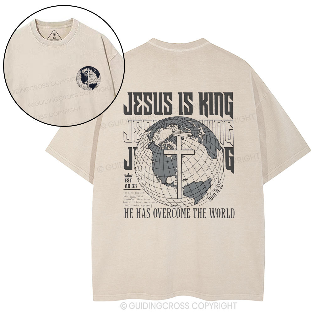 Jesus Is King Christian Washed T-Shirt