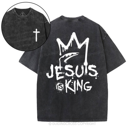 Jesus Is King Christian Washed T-Shirt