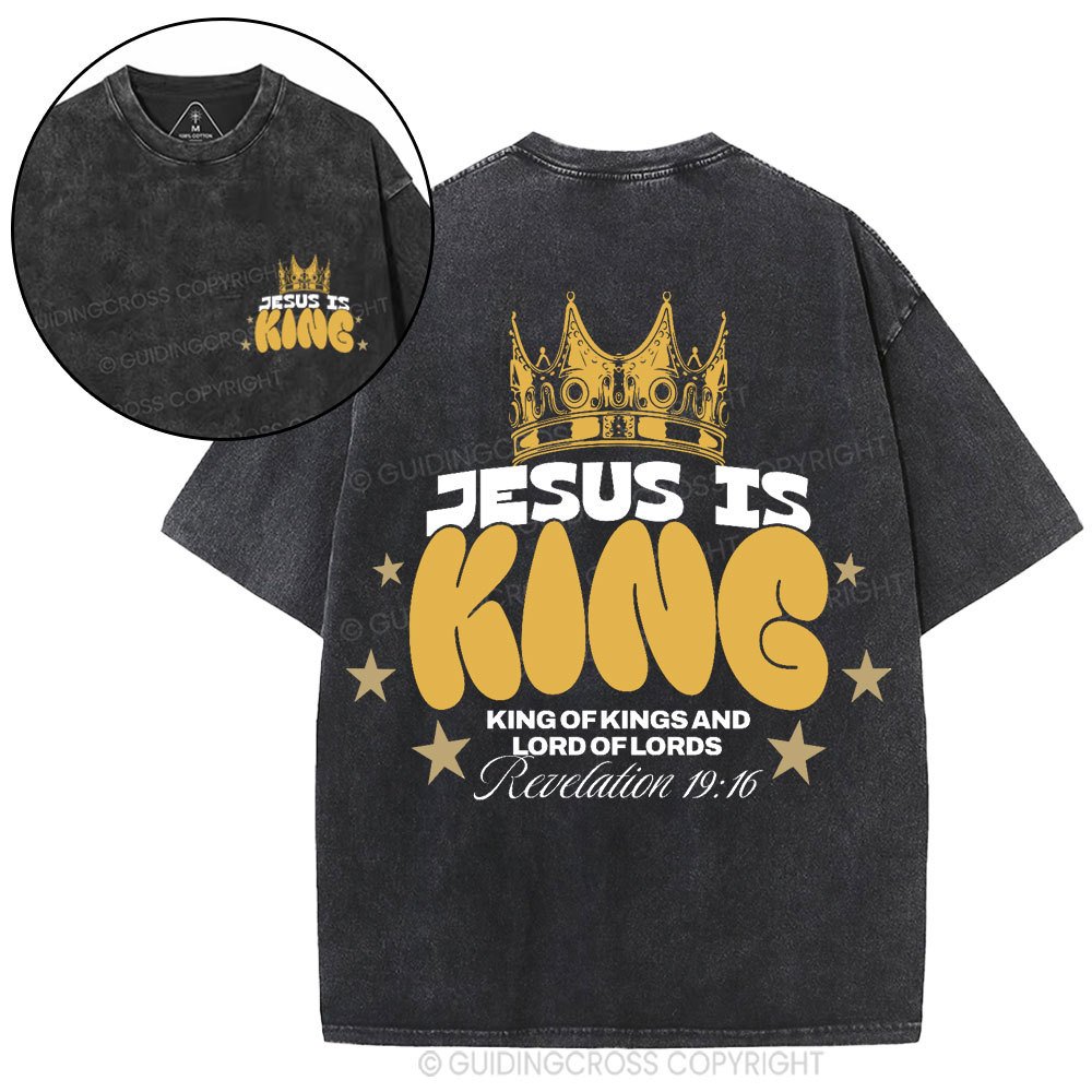 Jesus Is King Christian Washed T-Shirt