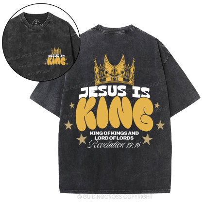 Jesus Is King Christian Washed T-Shirt
