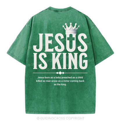 Jesus Is King Christian Washed T-Shirt