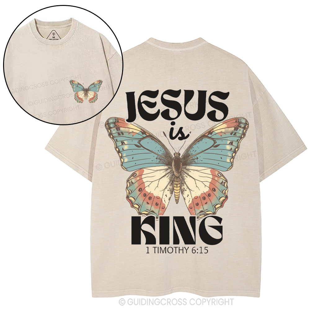 Jesus Is King Christian Washed T-Shirt
