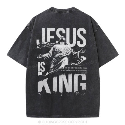 Jesus Is King Christian Washed T-Shirt