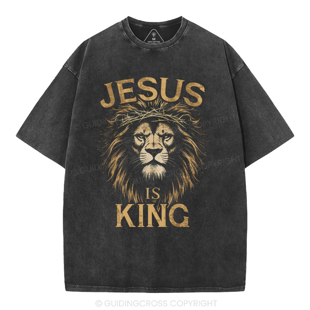 Jesus Is King Christian Washed T-Shirt