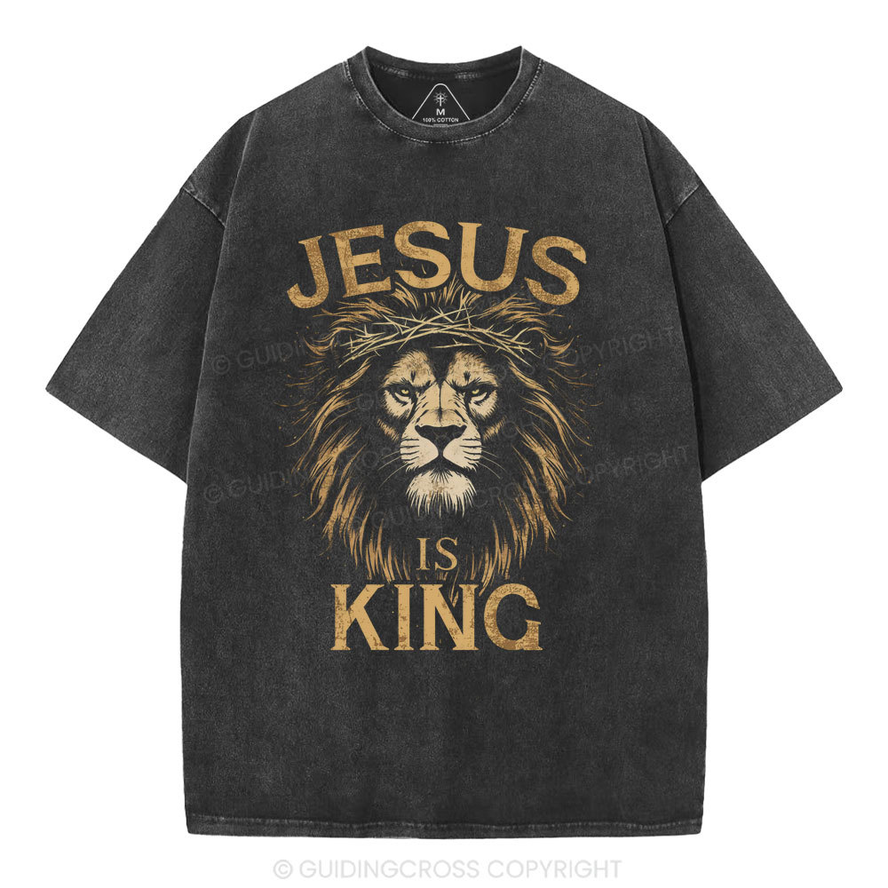 Jesus Is King Christian Washed T-Shirt