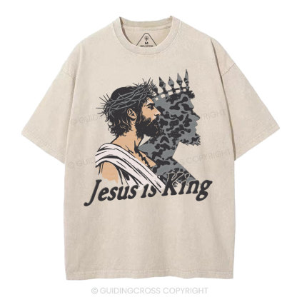 Jesus Is King Christian Washed T-Shirt