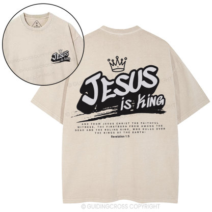 Jesus Is King Christian Washed T-Shirt