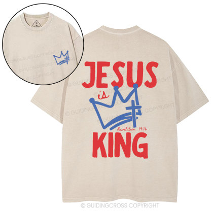 Jesus Is King Christian Washed T-Shirt