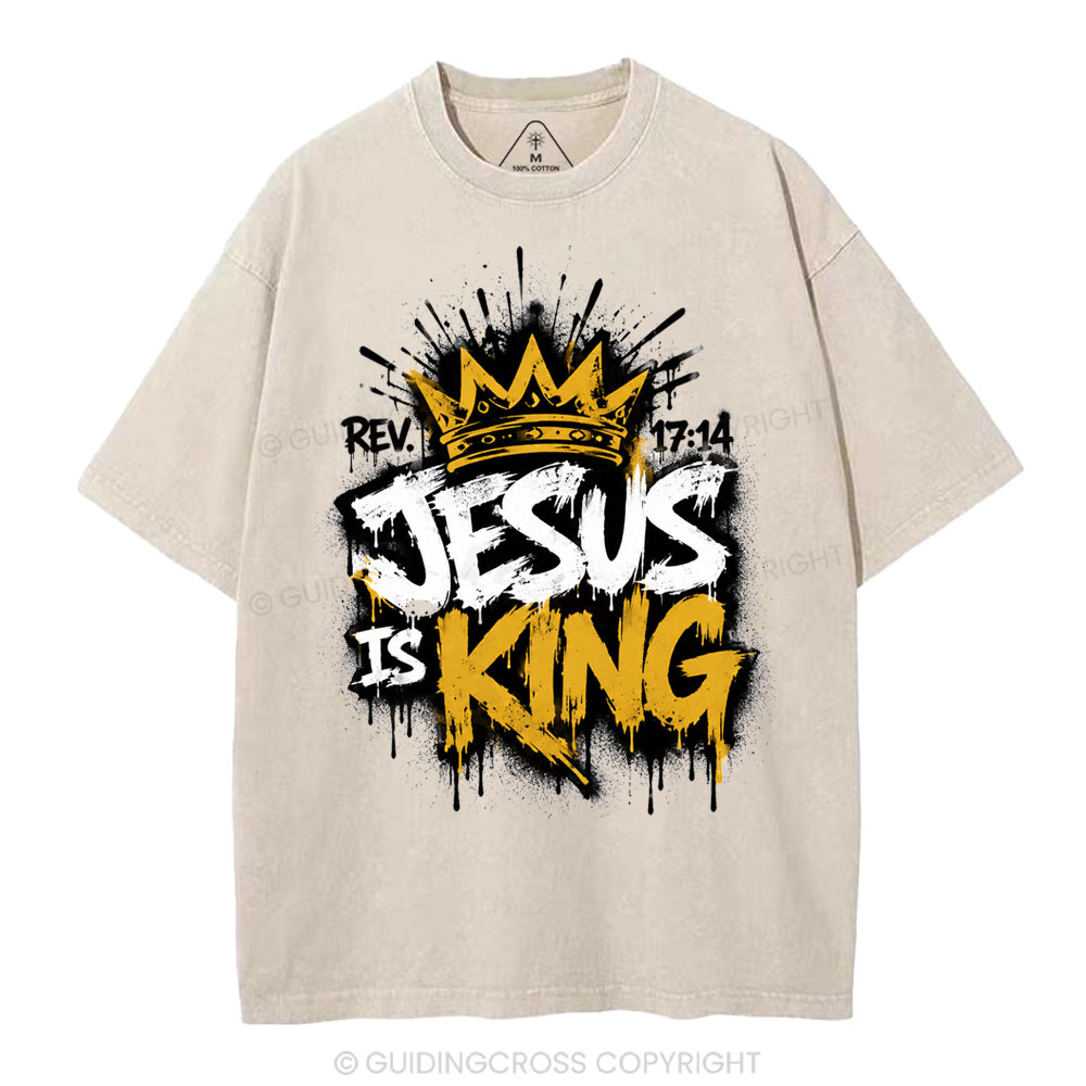 Jesus Is King Christian Washed T-Shirt