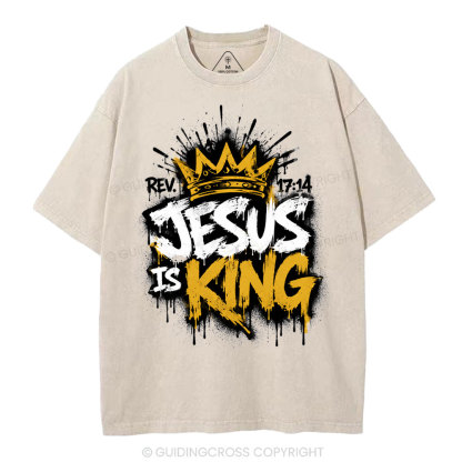 Jesus Is King Christian Washed T-Shirt