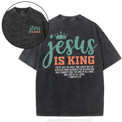 Jesus Is King Christian Washed T-Shirt