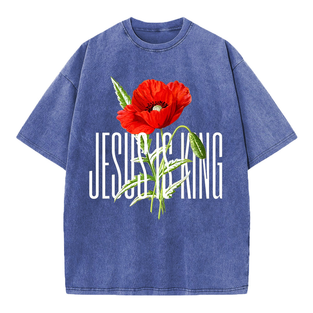 Jesus Is King Christian Washed T-Shirt