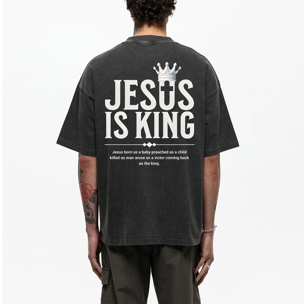 Jesus Is King Christian Washed T-Shirt