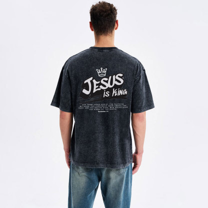 Jesus Is King Christian Washed T-Shirt