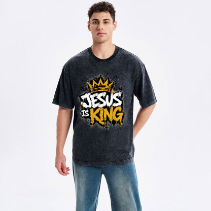 Jesus Is King Christian Washed T-Shirt