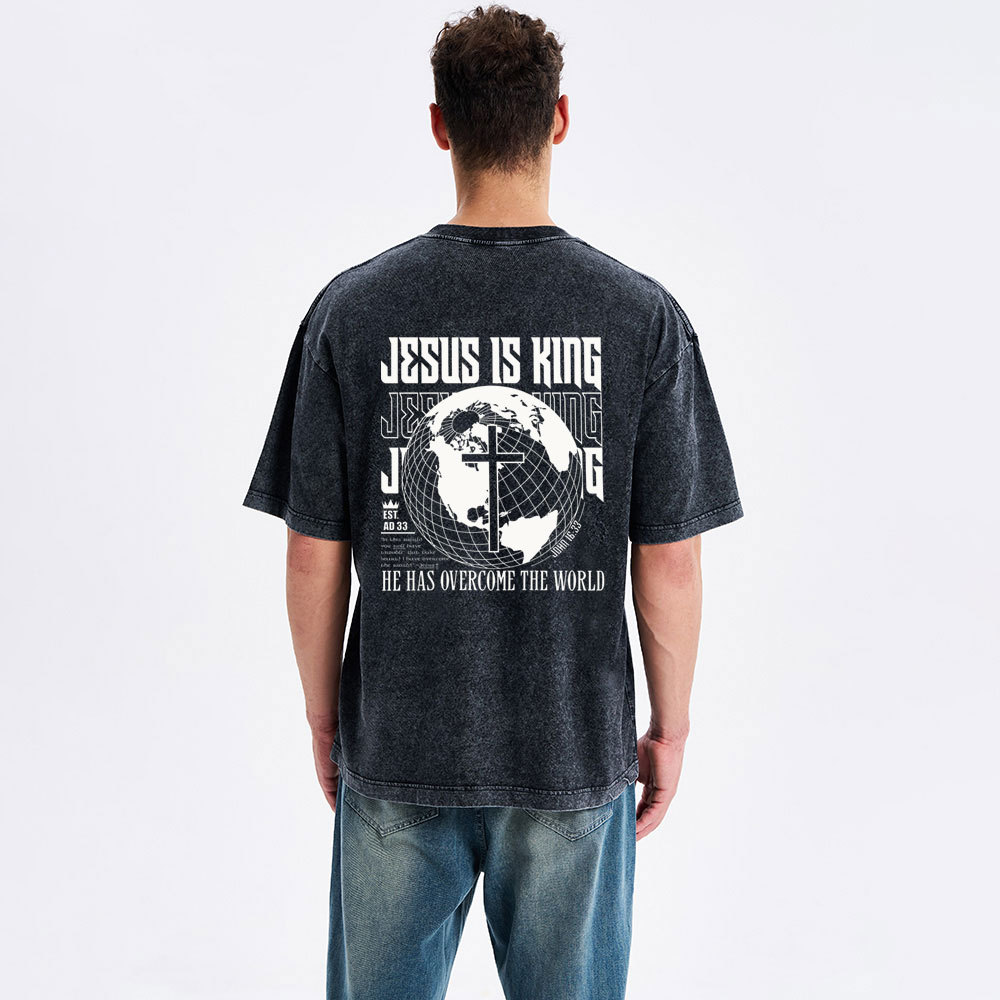 Jesus Is King Christian Washed T-Shirt