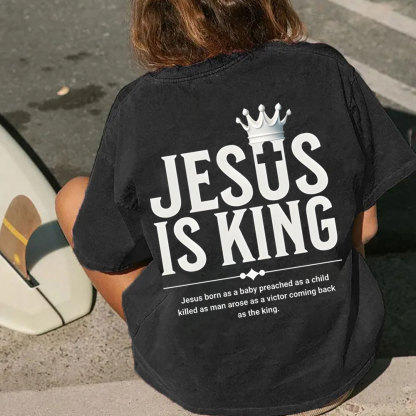 Jesus Is King Christian Washed T-Shirt