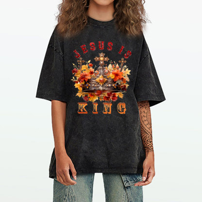 Jesus Is King Christian Washed T-Shirt