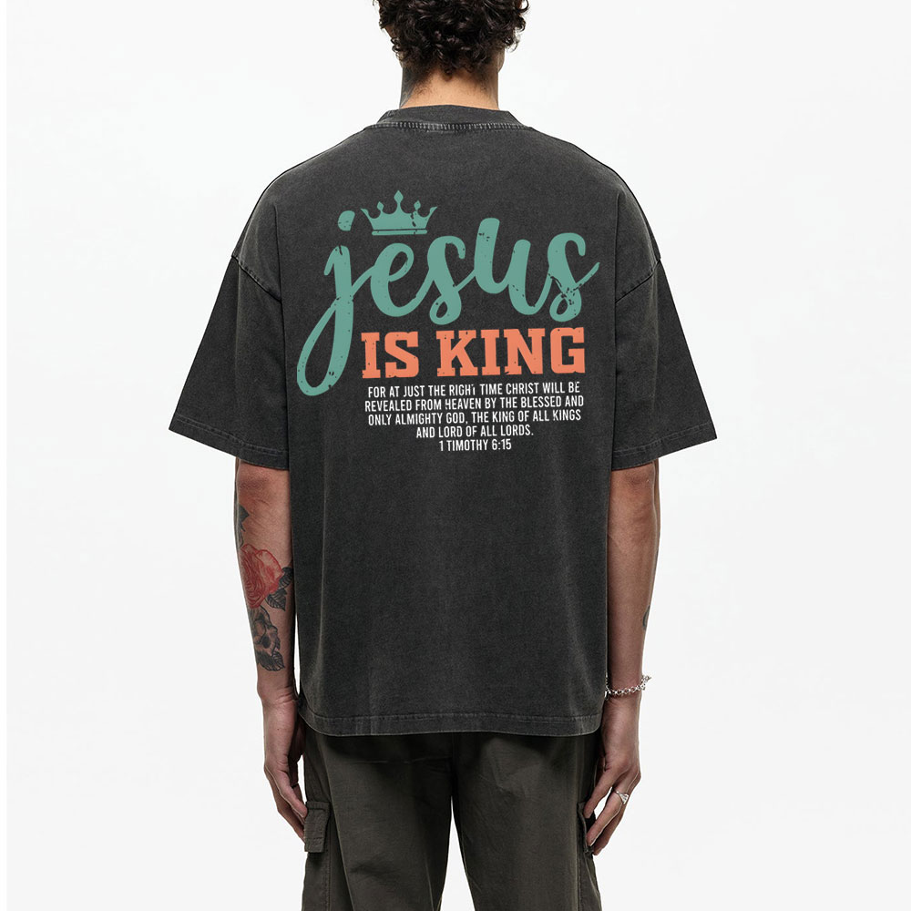 Jesus Is King Christian Washed T-Shirt