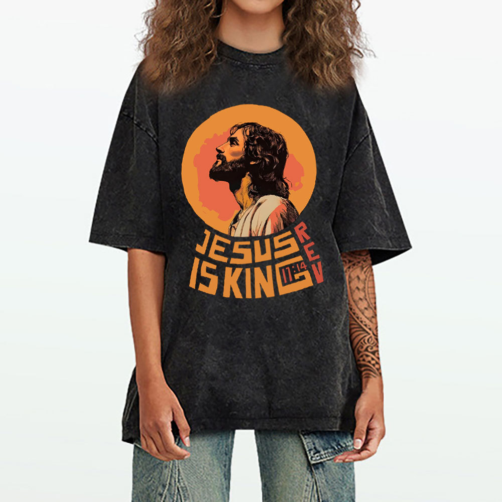 Jesus Is King Christian Washed T-Shirt