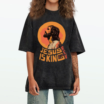 Jesus Is King Christian Washed T-Shirt