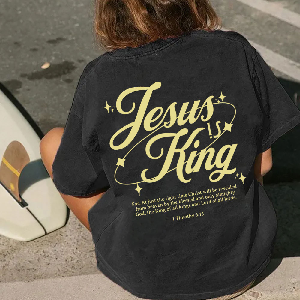 Jesus Is King Christian Washed T-Shirt